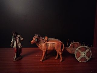 figura Belén pastor con carreta 10 cm