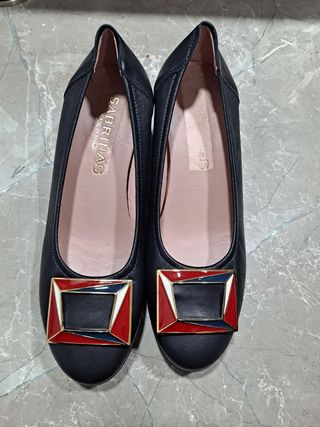 zapatos mujer, Sabrinas, color azul,  número 37