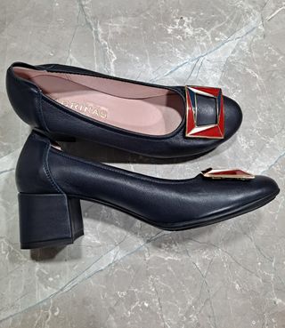 zapatos mujer, Sabrinas, color azul,  número 37