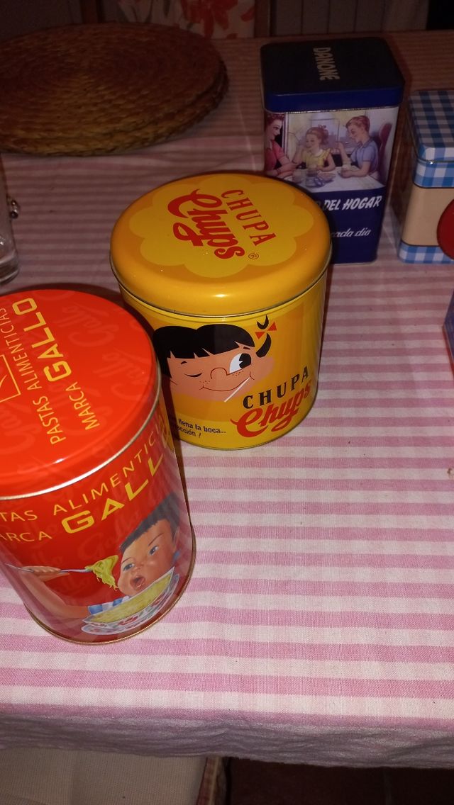 Latas metálicas antiguas para adorno, botes cocina