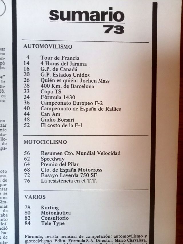 revista Fórmula 73 nov 1972 Laverda 750