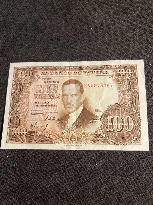 Billetes de 100 Pts del año 1953 y 1970