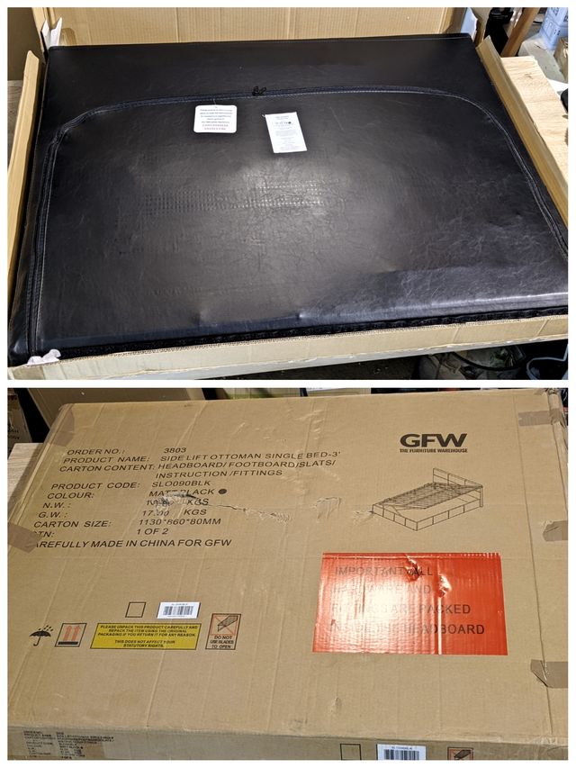 Cama estilo canapé 90x190cm GFW SLO090BLK