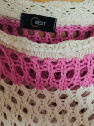Jersey largo de crochet rayas 