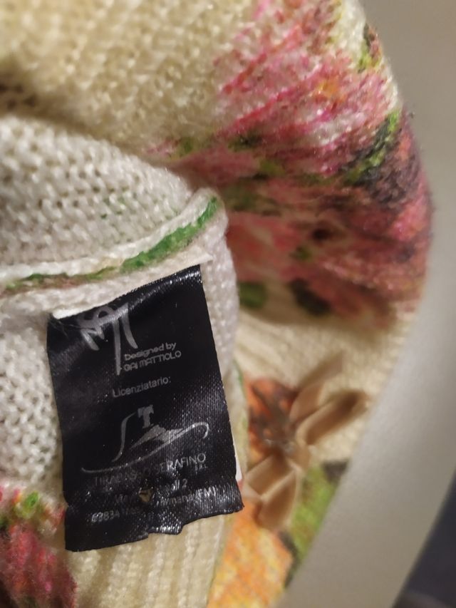 Cuffia donna Gai Mattiolo panna con fiori colorati