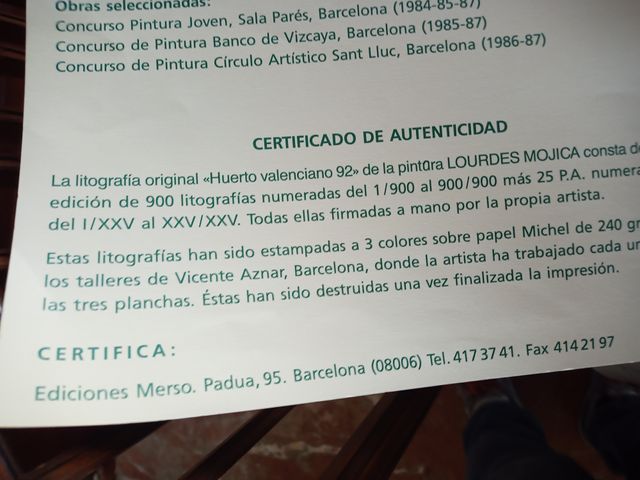 LOURDES MOJICA "HUERTO VALENCIANO" 92. LITOGRAFÍA