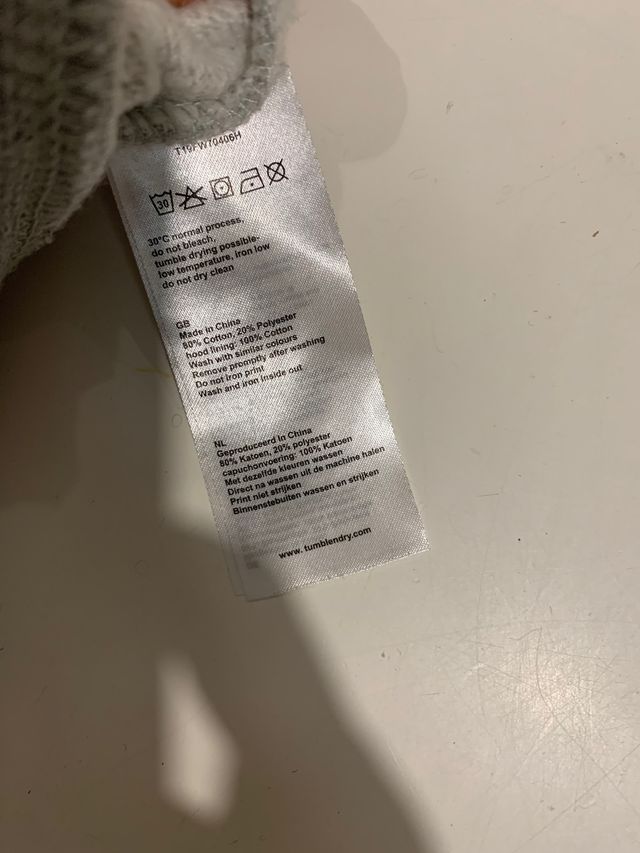 Sudadera capucha gris t.16 TUMBLE&DRY