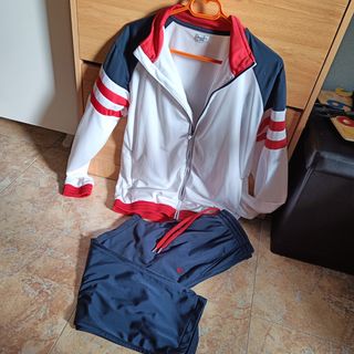Chándal hombre blanco y azul marino talla M 