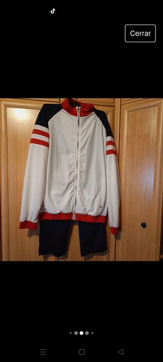Chándal hombre blanco y azul marino talla M 