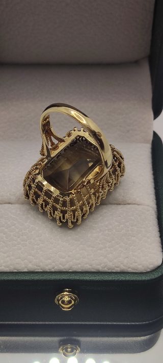 Topacio Fume Sortija Oro de Ley 18K 8minutos