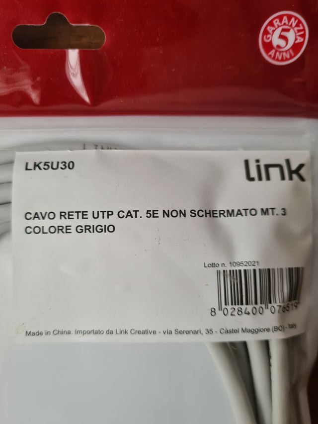 Cavo di rete utp schermato 3 mt Link