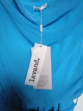 Vestido de gasa azul con cinturón talla M