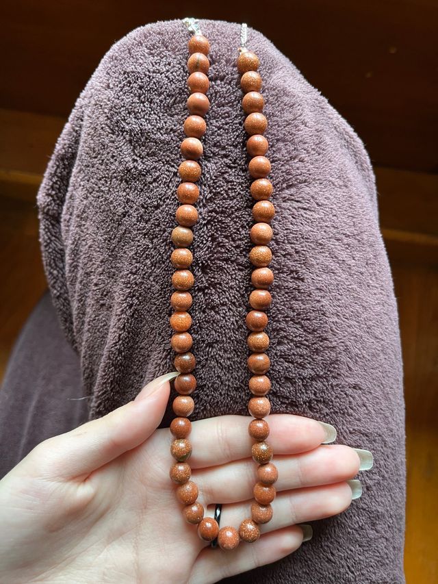 Collar de bolas de aventurina dorada