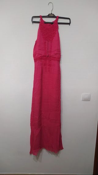 vestido de fiesta rosa largo