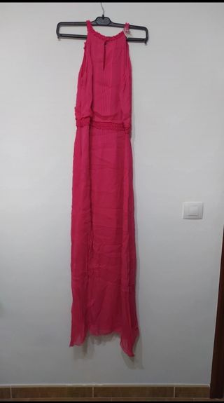 vestido de fiesta rosa largo