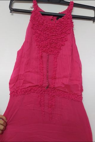 vestido de fiesta rosa largo