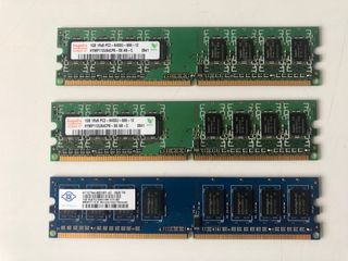 3 unidades 1GB Memoria RAM DDR2 PC2-6400U-666-12