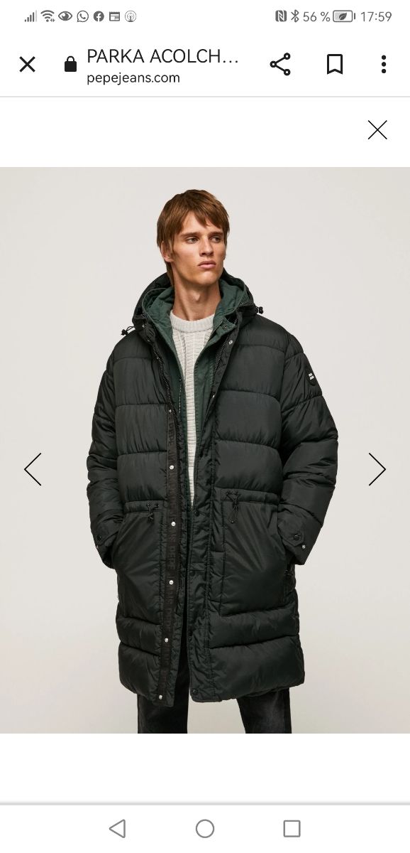 abrigo de hombre acolchado  negro pepe Jeans