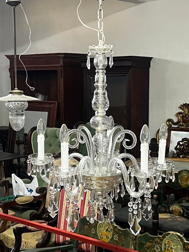 LÁMPARA DE ARAÑA DE CRISTAL DE BACARÁ DE 5 BRAZOS de segunda mano por