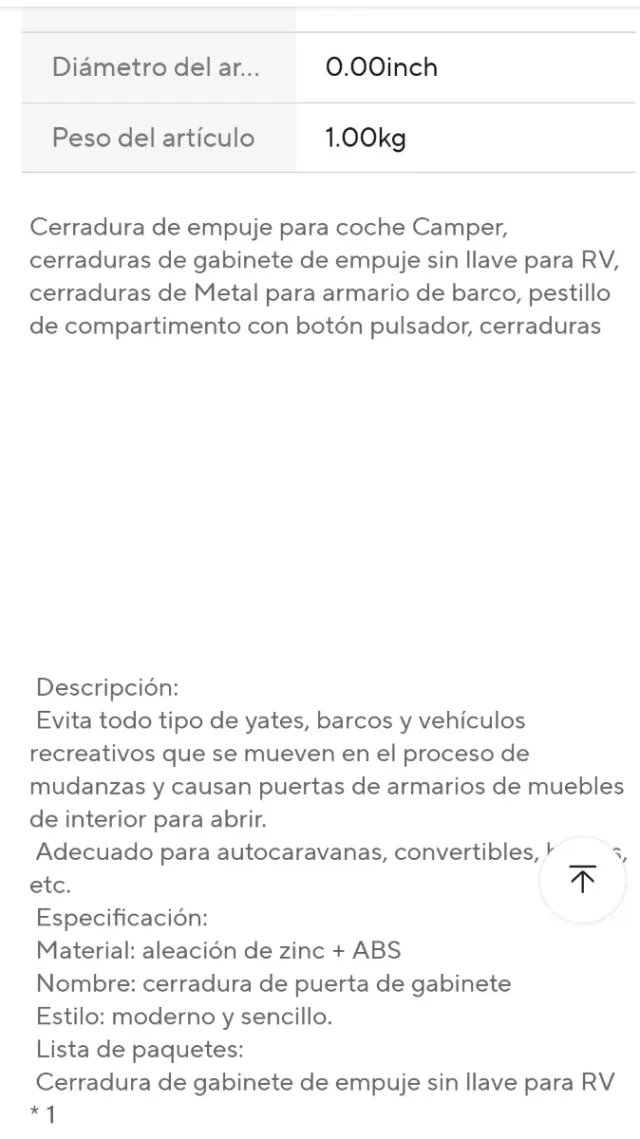 pestillo cajones camper