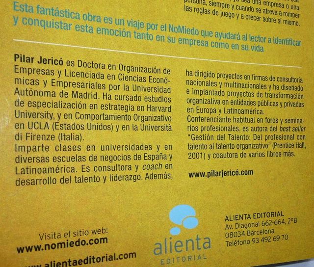 No miedo, en la empresa y en la vida. Pilar Jericó