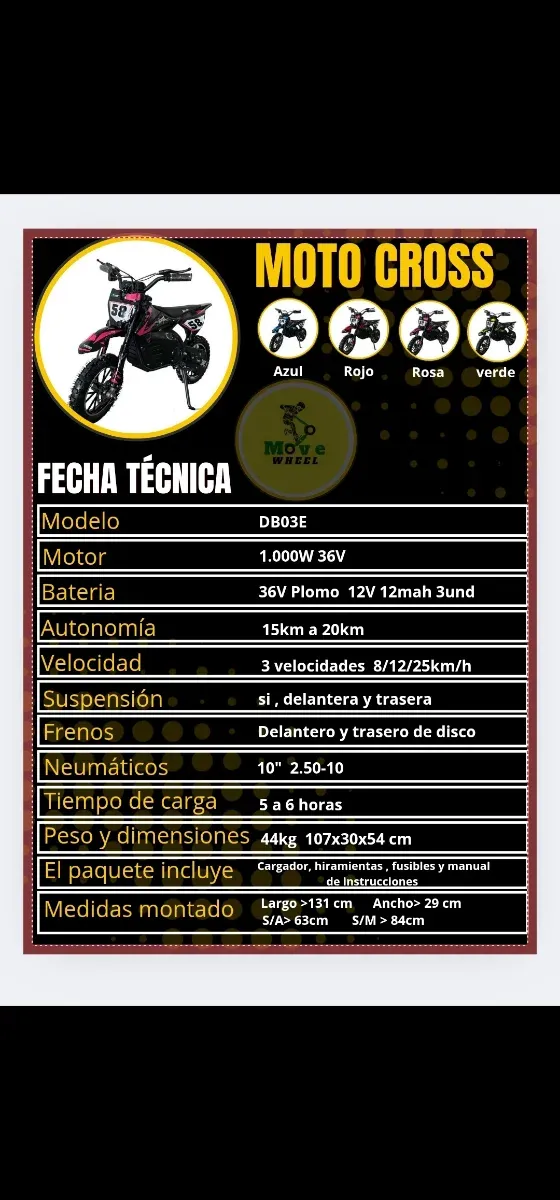 Moto eléctrica 1.000W 36V  PARA NIÑOS con pantalla