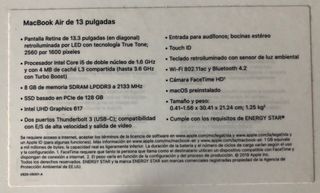 Macbook Air Retina 13 pulgadas 2019 A1932. SONOMA