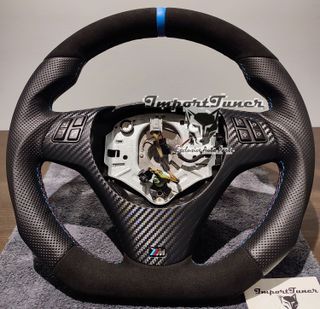 Volante BMW e82 e87 e90 e92 alcantara anillo azul