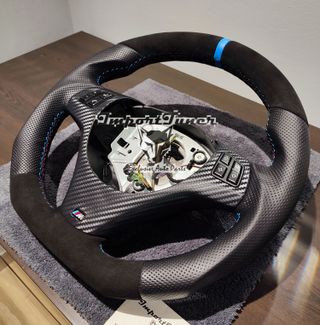 Volante BMW e82 e87 e90 e92 alcantara anillo azul
