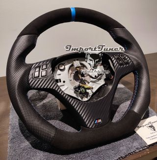 Volante BMW e82 e87 e90 e92 alcantara anillo azul