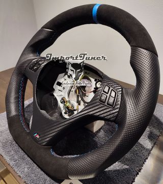 Volante BMW e82 e87 e90 e92 alcantara anillo azul