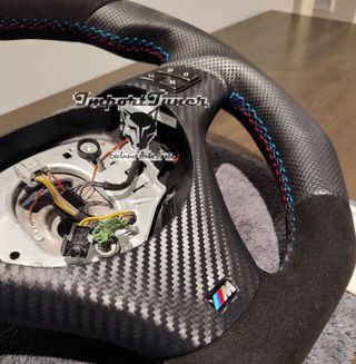 Volante BMW e82 e87 e90 e92 alcantara anillo azul