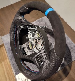 Volante BMW e82 e87 e90 e92 alcantara anillo azul