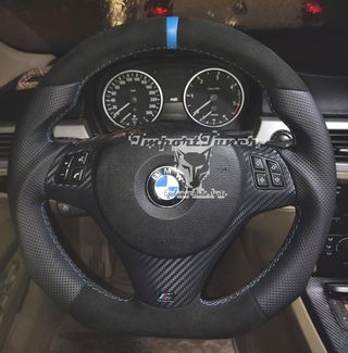 Volante BMW e82 e87 e90 e92 alcantara anillo azul