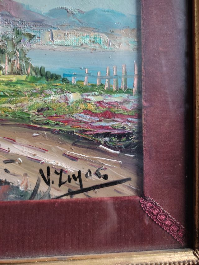 quadro "passeggiata sul lungolago" firmato