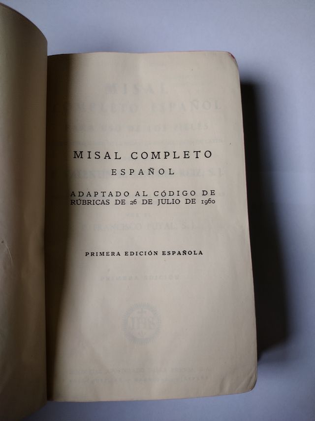 MISAL COMPLETO ESPAÑOL 1962