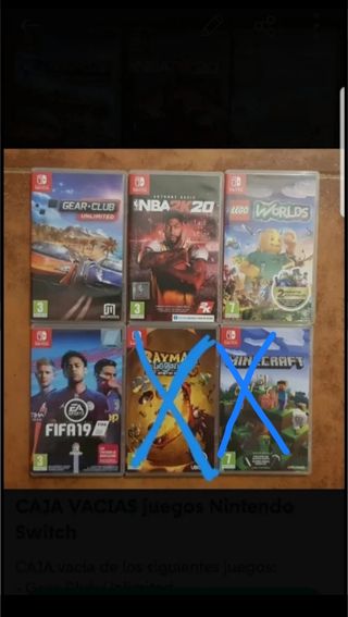 CAJA VACIAS juegos Nintendo Switch Precio unidad