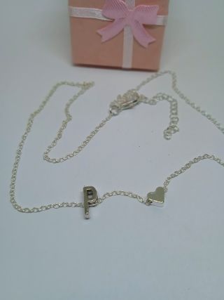 Collana in acciaio con 2 ciondoli Lettera P e cuor