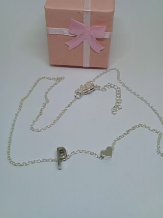 Collana in acciaio con 2 ciondoli Lettera P e cuor