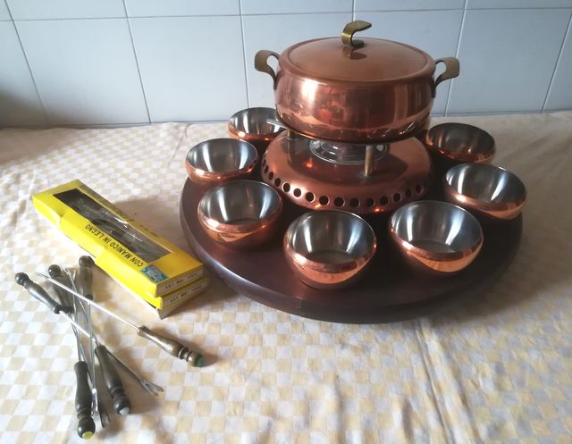Set giratorio para fondue de cobre Bourguignonne de segunda mano por ...
