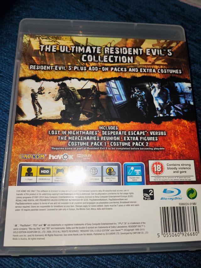 videojuego Resident Evil 5 edición Gold para ps3
