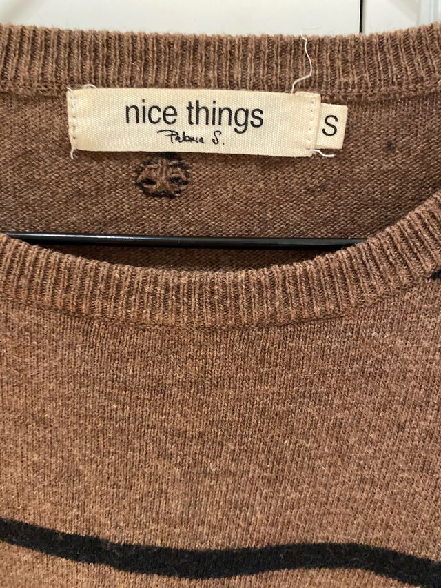 Jersey lana Nice Things marrón y negro talla S