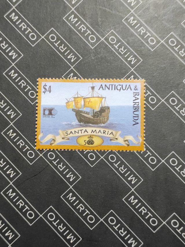4 sellos Antigua y Barbuda. Descubrimiento América