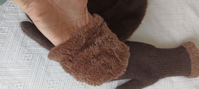 Boina y guantes marrones