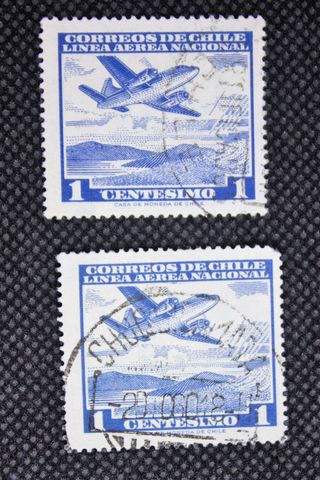 105. 2 Francobolli Cile Linea Aerea Nacional 1C