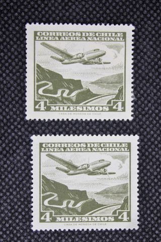 107. 2 Francobolli Cile Linea Aerea Nacional 4 mil