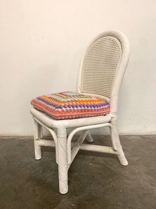 SILLA RECUPERADA VINTAGE DE BAMBÚ Y RATÁN.