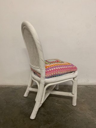 SILLA RECUPERADA VINTAGE DE BAMBÚ Y RATÁN.