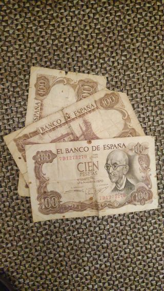 Billetes de 100 pesetas años 70