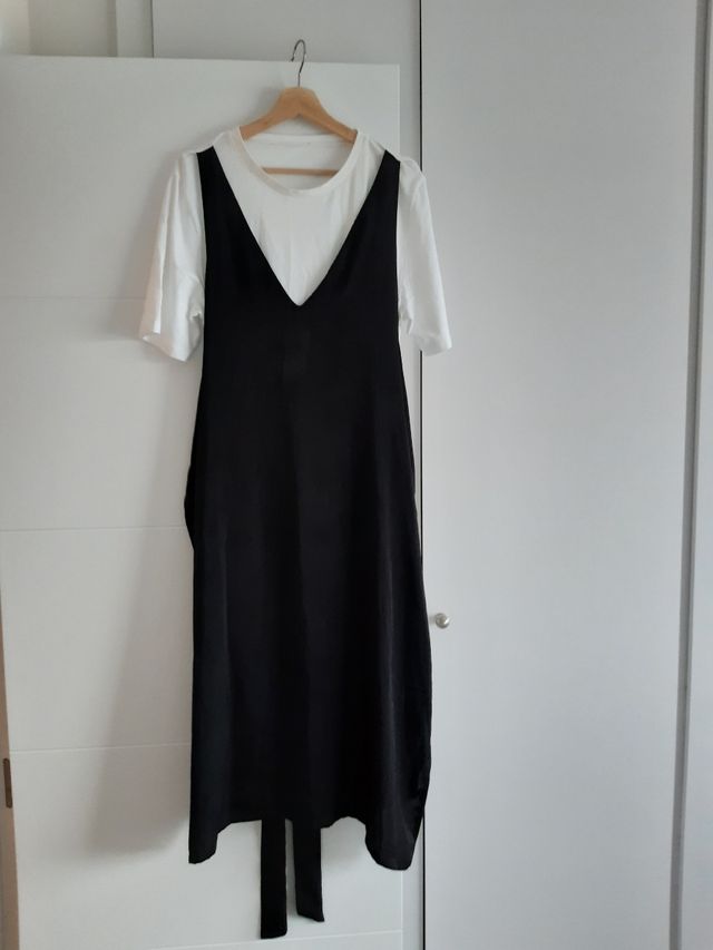 vestido original zara blanco y negro